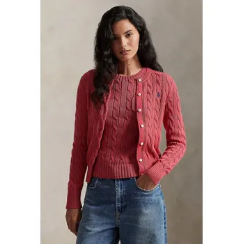 Dámský svetr Bavlněný kardigan Polo Ralph Lauren dámský, růžová barva, 211971868 33X, vel. XL