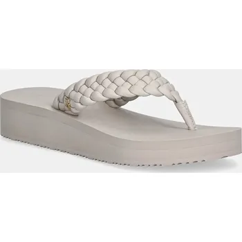 Dámské žabky Žabky Tommy Hilfiger TH WEDGE CORNROW BEACH SANDAL dámské, béžová barva, na klínku, FW0FW09037 01X, EUR 41