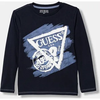 Dětské bavlněné tričko s dlouhým rukávem Guess N5BI17.I3Z14.9BYA námořnická modř 59X, vel. 122-125