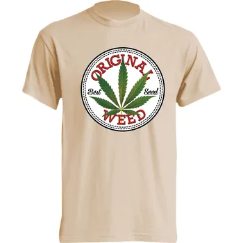 Pánská móda panske_levne_tricko_potisk_seminko_travy Barva: Lime stone - krémová, velikost: XS