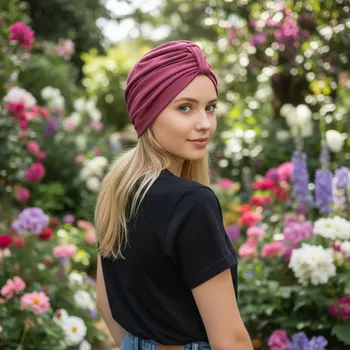 Ebbie Bavlněný turban-twist - DUSTY ROSE Velikost: 54