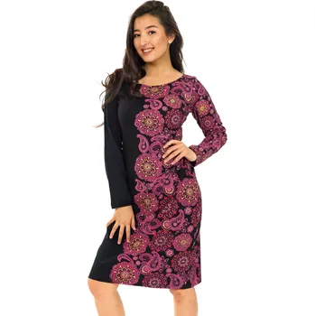 Dámské šaty Himalife Šaty Matira - černá s růžovou Velikost: 3XL - Móda pro plnoštíhlé, Oblečení nadměrné velikosti