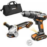 Vrtačka aku s příklepem a aku úhlová bruska 20V 2x2Ah - WX963 Powershare