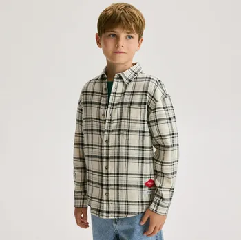 Chlapecká košile Reserved - Kostkovaná košile - krémová - 037FO-01X - 037FO-01X-128