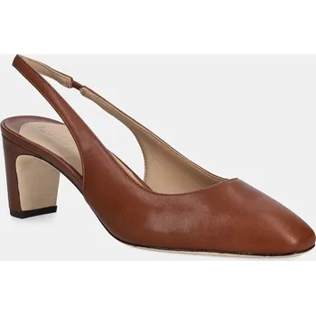 Dámské lodičky Kožené lodičky Lauren Ralph Lauren Klaire hnědá barva, na podpatku, s odkrytou patou, 802P00096002 802P00096002.200 88X, EUR 36