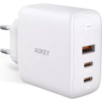 Bílá GaN nabíječka Omnia Mix 3× USB (2× USB‑C + 1× USB‑A) 90 W