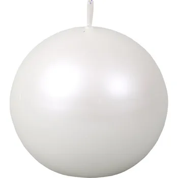 Svíčka Svíčka METALIK KOULE metalická lesklá d8cm - bílá
