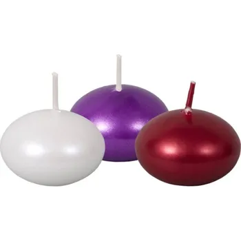 Vánoční dekorace Svíčka plovoucí metalická 3ks - červená, bílá, fialová