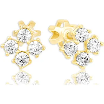 Náušnice Leru Zlaté náušnice 4 zirkony na šroubek