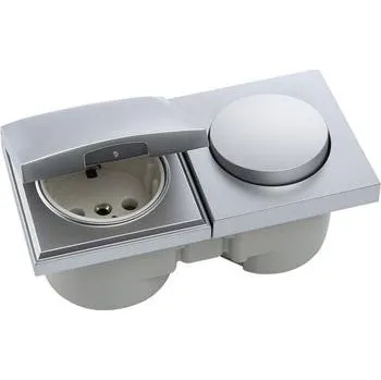 Elektrická zásuvka Berker Integro Pure vypínač/kryt chrom mat + zásuvka polární bílá