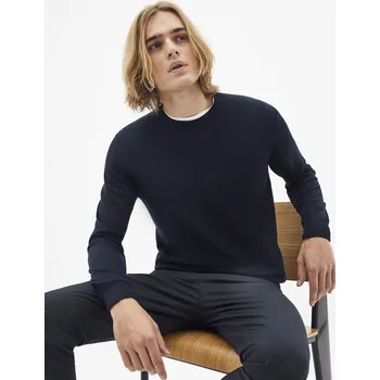 Pánský svetr Celio Vlněný svetr Semerirond merino 1085614 Tmavě modrá XL