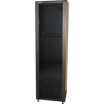 Stavebniny XtendLan 19" rozvaděč 42U/800x800 stojanový, černý, skleněné dveře-S - ECO-42U-88-BLACK-S