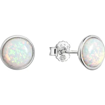 Náušnice Stříbrné náušnice se syntetickým opálem 11465.1 bílé | Elegantní design | Kvalitní zpracování | Dámské naušnice | Dámské šperky | ROMERO rhodiované stříbro, syntetický opál