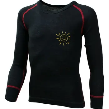 Duras Honzík dětské zimní triko merino dlouhý rukáv černá+rudý šev Velikost: 120