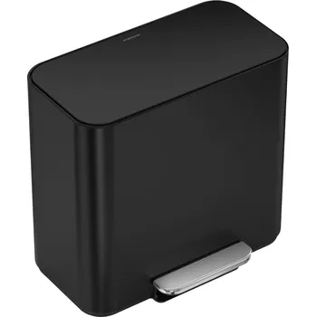Odpadkový koš Simplehuman pedálový odpadkový koš na tříděný odpad DUAL MINI, 15 L, matná černá ocel