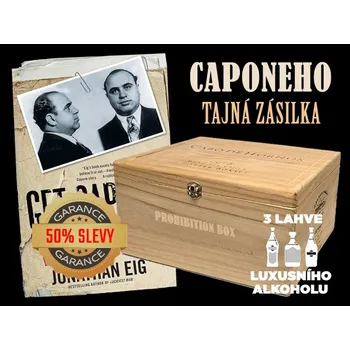 Dárkový potravinový koš PROHIBITION BOX "Caponeho tajná zásilka" (3 lahve prémiového alkoholu)