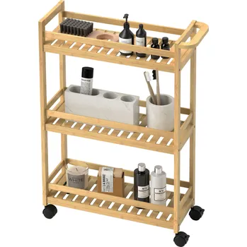 Servírovací stolek Homcom 3-patrový servírovací vozík z bambusu 55 x 20 x 75 cm přírodní