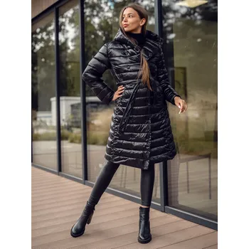 Černá dámská prodloužená prošívaná zimní bunda s kapucí kabát Bolf 5M3159 - XL