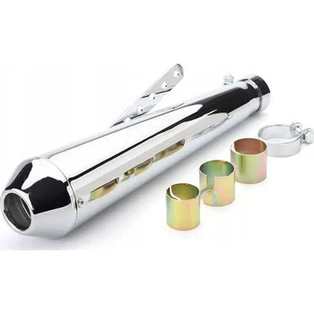 Výfuk pro motocykl Tlumič Koncovka Rybka Univerzální Chopper Výfuk Chrom Černá Basová