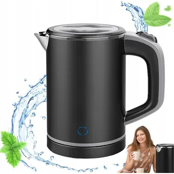 Rychlovarná konvice ČERNÁ ELEKTRICKÁ KONVICE 800 ML OCEL 304 600 W CESTOVNÍ KÁVA A ČAJ