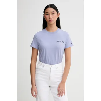 Dámské tričko Bavlněné tričko Tommy Jeans dámské, fialová barva, DW0DW22516 04X, vel. L