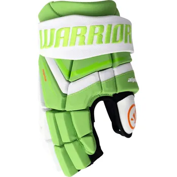 Hokejové rukavice Hokejové rukavice Warrior Alpha Deluxe LT White/Green Senior 15 palců