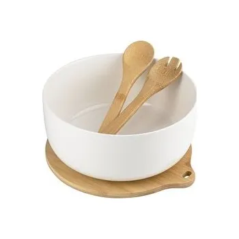 Dětská kuchyňka SALÁTOVÁ MÍSA ADRIA NA BAMBUSOVÉ PODLOŽCE S NÁČINÍM