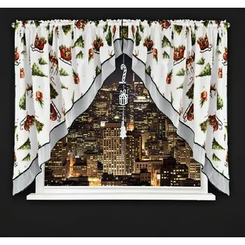 Vánoční dekorace Vánoční dekorační závěs XMAS GIFT bílá 400x145 cm (cena za 1 kus) MyBestHome Sada obsahuje flísový přívěsek ve tvaru hole, dárku a stromečku.