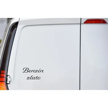 Samolepící dekorace Lepy.cz Samolepka na auto Benzín zlato Velikost (šířka x výška): 10x5cm, Barevná varianta: Tmavě modrá