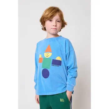 Dětské tričko s dlouhým rukávem Bobo Choses Wooden Toy 225FC002 modrá 55X, vel. 111/122