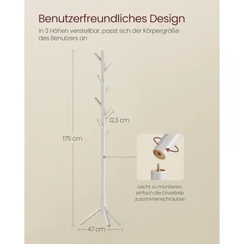 Věšák Dřevěný věšák na kabáty, 8 háčků, béžový