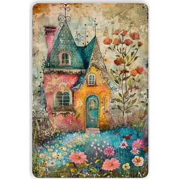 Plechová cedule BAF Plechová vintage cedule Domeček v zahradě. 30 x 20 cm