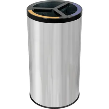 Odpadkový koš Alda Koš na tříděný odpad STREAM TRIO s vnitřní kovovou nádobou, 3 x 20 L, nerezová ocel,lesklá