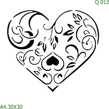 Plastová šablona pro malování - Srdce a věnečky - Srdce (Q012) - 30 x 30 cm , Nelepící folie