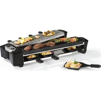 Kuchyňský gril MAXXMEE Raclette gril pro 8 osob, 1100 W, Grilovací deska z přírodního kamene a litého hliníku