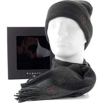 Čepice Bugatti dárková sada pletené čepice a šály v krabičce tmavě šedá 630211-981 | P700248