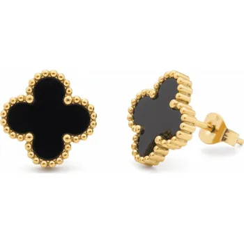Náušnice Jemné náušnice Black Clover z pozlacené chirurgické oceli 316L č. 1857 - 1,2 cm