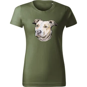 Dámské tričko Americký pitbulteriér Khaki XL