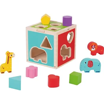 Dřevěná hračka BABU - Kostka tvary a zvířata