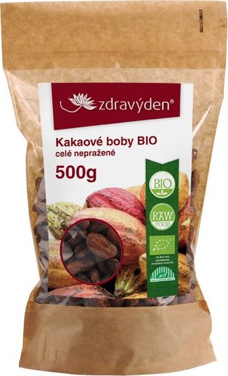 Kakaové boby BIO celé nepražené 500g