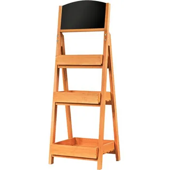 Dílenský regál Třípatrový dřevěný regál s tabulí