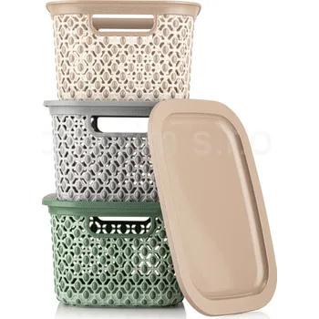 Úložný box Košík Perly s víkem 3 ltr