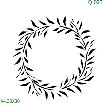 Plastová šablona pro malování - Srdce a věnečky - Věnec (Q023) - A4 , Lepící fólie