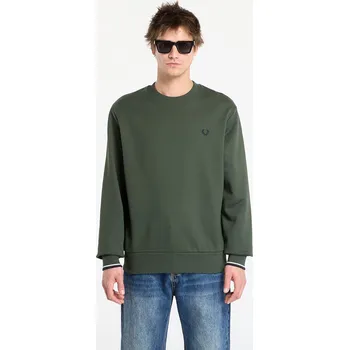 Pánská mikina Mikina FRED PERRY Crew Neck Sweatshirt Court Green/ Snow White/ Navy XXL