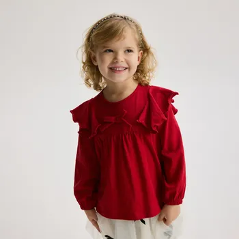 Dívčí tričko Reserved - Halenka s volánky - červená - 437FT-33X - 437FT-33X-80