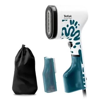 Napařovač oděvu Tefal Pure POP Home & Travel Napařovač oděvů ruční, bílá/modrá, TEFAL DT2040E1