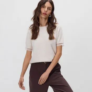 Dámský svetr Reserved - Svetr s krátkým rukávem - béžová - 091HH-08M - 091HH-08M-M