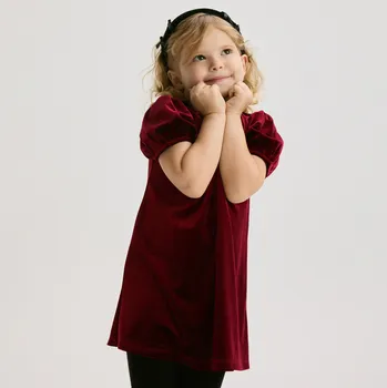 Dívčí šaty Reserved - Sametové šaty s mašlí - červená - 941BF-33X - 941BF-33X-116