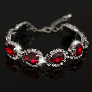 Náramek B-TOP Dámský náramek Red Crystal - postříbřený