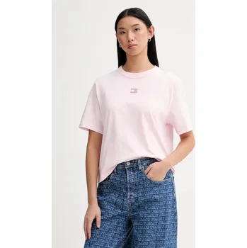 Bavlněné tričko Tommy Jeans DW0DW22202 růžová 03X, vel. M